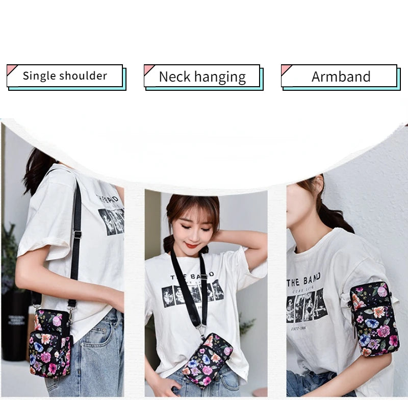 Charming Floral Phone Crossbody Bag for Women - Mini Messenger Style